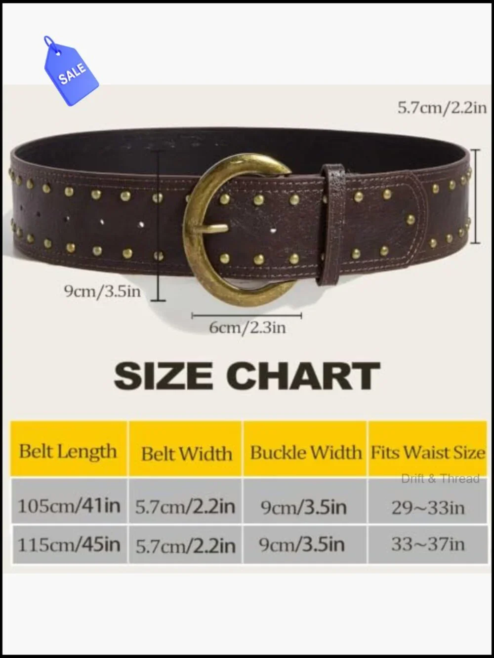 Wide Western Cowgirl Leather Belt Chunky Metal Buckle for Jeans Dresses